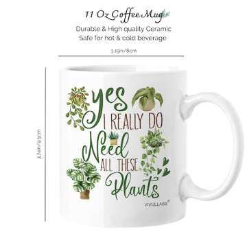 Plant Mug for Plant Lovers, Gardening Coffee Cup for Mom, Dad, Garden Lover, Cool Gifts for Crazy Pl...
