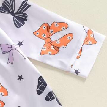 Fsadfeas Kids Baby Girl Halloween Pajamas Toddler Satin Set Pumpkin Boo Button Down Shirt Long Pants Sleepwear Lounge Outfit (Bow Purple, 3-4 Years)