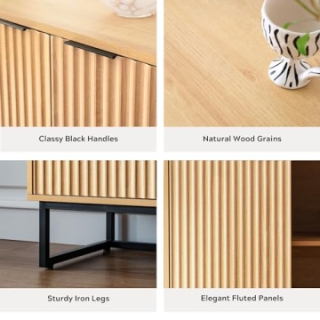 EYYTHUNG Fluted Storage Cabinet Set of 2 - Stylish & Durable