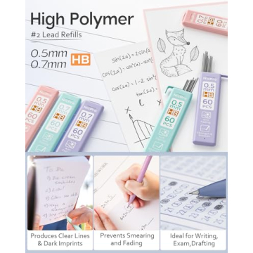 Nicpro 6PCS Cute Pastel Mechanical Pencil Set with Erasers