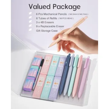 Nicpro 6PCS Cute Pastel Mechanical Pencil Set with Erasers