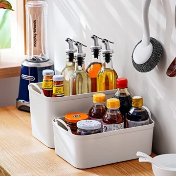 ANMINY 5PCS White Plastic Storage Bins with Lids Organize