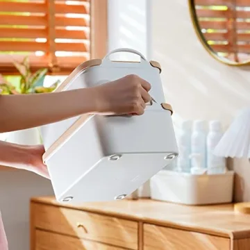 ANMINY 5PCS White Plastic Storage Bins with Lids Organize