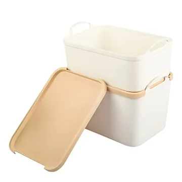 ANMINY 5PCS White Plastic Storage Bins with Lids Organize