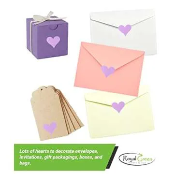Royal Green Heart Shaped Stickers 3/4 inch Rose Gold Valentine's Stickers for Party Favors, Goodie Bags and Gift Boxes 19 mm - 200 Pack