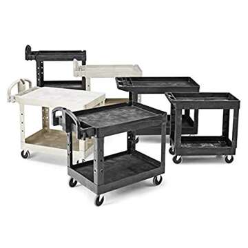 Rubbermaid 2-Shelf Cart, Ergonomic Handle, 500 lbs Capacity