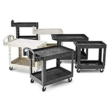 Rubbermaid 2-Shelf Cart, Ergonomic Handle, 500 lbs Capacity