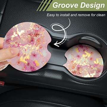 Cute Gold Pink Marble Car Coasters for All Vehicles