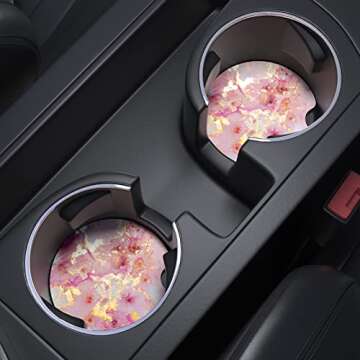 Cute Gold Pink Marble Car Coasters for All Vehicles