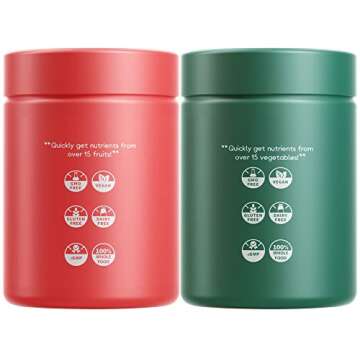 Codeage Instantfood Easy Veggies + Fast Fruits Vitamins Bundle, 30+ Daily Vegetables & Fruits Powders, Whole Food Green, Fruits Multivitamin, Fibers, Vegan Superfood Minerals Supplement - 180 Capsules