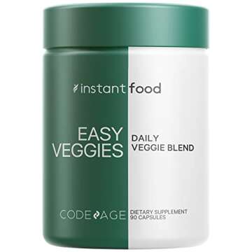 Codeage Instantfood Easy Veggies + Fast Fruits Vitamins Bundle, 30+ Daily Vegetables & Fruits Powders, Whole Food Green, Fruits Multivitamin, Fibers, Vegan Superfood Minerals Supplement - 180 Capsules
