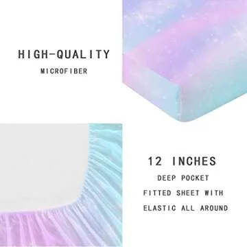 Vibrant MUSOLEI Girls Fitted Sheet Set - Cozy Rainbow Design