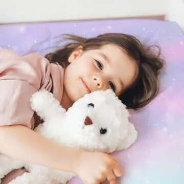 Vibrant MUSOLEI Girls Fitted Sheet Set - Cozy Rainbow Design