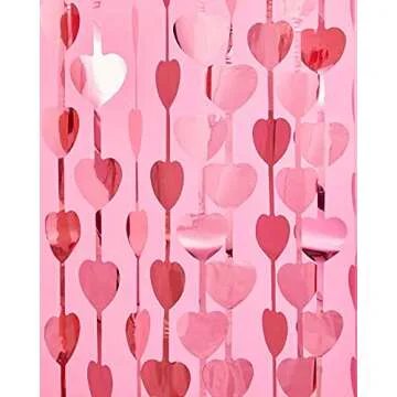 xo, Fetti Valentine's Day Heart Foil Curtain, Bachelorette Party Decorations - Set of 2 | Rose Gold Bridal Shower Birthday Gift Backdrop, Bridesmaid Favors, 21st, Vday