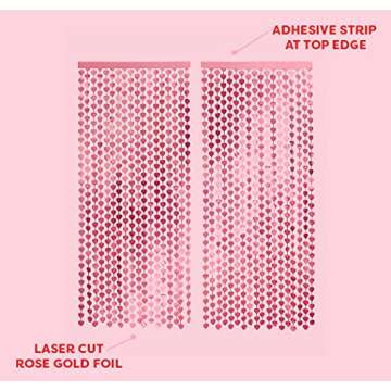 xo, Fetti Valentine's Day Heart Foil Curtain, Bachelorette Party Decorations - Set of 2 | Rose Gold Bridal Shower Birthday Gift Backdrop, Bridesmaid Favors, 21st, Vday