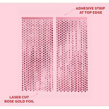 xo, Fetti Valentine's Day Heart Foil Curtain, Bachelorette Party Decorations - Set of 2 | Rose Gold Bridal Shower Birthday Gift Backdrop, Bridesmaid Favors, 21st, Vday