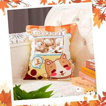 Civaner Cute Plush Pillow Kawaii Room Decor Throw Pillow Removable Stuffed Animal Toys Fluffy Cherry Bunnies Dog Dinosaur Cookies Christmas Home Decor Gifts(Corgi)
