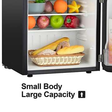 KUPPET Classic Retro Compact Refrigerator Single Door, Mini Fridge with Freezer, Small Drink Chiller for Home,Office,Dorm, Small beauty cosmetics Skin care refrigerated for home,1.6 Cu.Ft (Black)