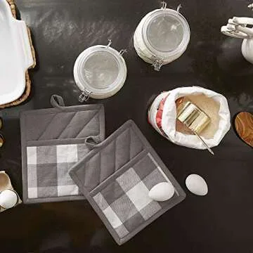 DII Buffalo Check Kitchen Collection Pot Holder Set