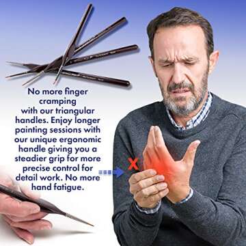 Small Paint Brush Miniature Brushes. Fine Tip Series 4pc 000 Paintbrushes Set for Art Watercolor Acr...