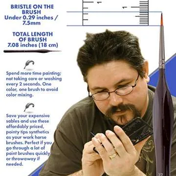 Small Paint Brush Miniature Brushes. Fine Tip Series 4pc 000 Paintbrushes Set for Art Watercolor Acrylics Oil - Model Craft Warhammer Airplane Kits Nail Paint by Numbers Micro Detail Hobby Painting