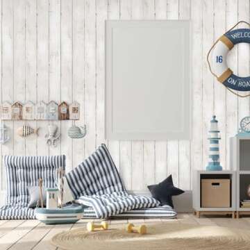 Abyssaly White Wood Wallpaper Self-Adhesive for Home Renovation