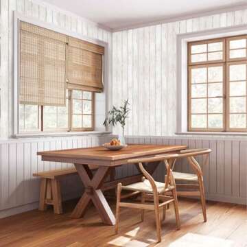 Abyssaly Peel and Stick White Wood Wallpaper for Home Decor