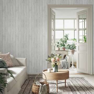 Abyssaly Peel and Stick White Wood Wallpaper for Home Decor