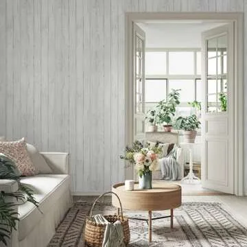 Abyssaly Peel and Stick White Wood Wallpaper for Home Decor