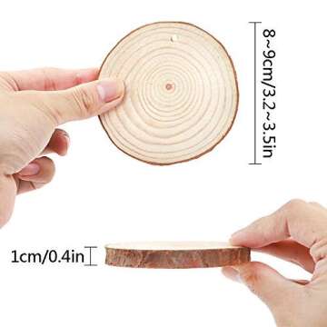 CEWOR Natural Wood Slices 24pcs 3.1-3.5 Inches Craft Wood kit Unfinished Predrilled Tree Bark Log Di...
