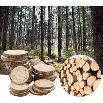 CEWOR Natural Wood Slices 24pcs 3.1-3.5 Inches Craft Wood kit Unfinished Predrilled Tree Bark Log Discs Wooden Circles for Christmas Ornaments DIY Crafts Arts Rustic Wedding Decoration