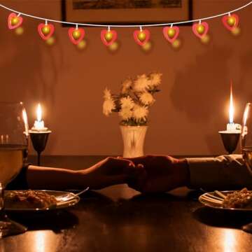 Mudder Valentine's Day Fairy String Lights 10 ft 20 LED Wooden Heart Red Pink String Lights for Valentine Wedding Garden Bedroom Party Decoration(Red)