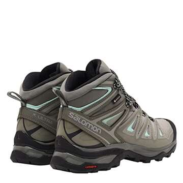 Salomon X Ultra 3 MID GTX Women's Hiking Shoes, Shadow/Castor Gray/Beach Glass, 7.5