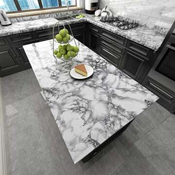 Livelynine Marble Wall Paper Kitchen Countertop Peel and Stick Wallpaper Waterproof Contact Paper Se...