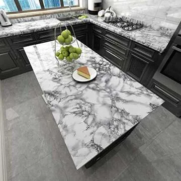 Livelynine Marble Wall Paper Kitchen Countertop Peel and Stick Wallpaper Waterproof Contact Paper Se...