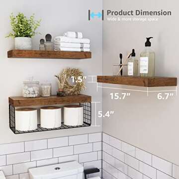 Stylish QEEIG Bathroom Floating Shelves with Basket