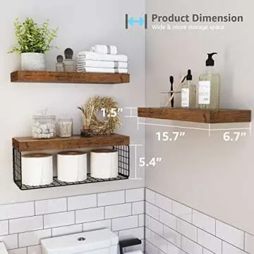 Stylish QEEIG Bathroom Floating Shelves with Basket