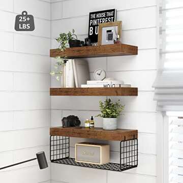 Stylish QEEIG Bathroom Floating Shelves with Basket