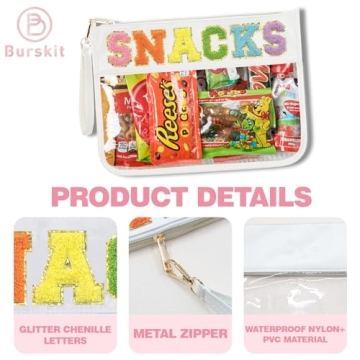 Burskit Clear Chenille Varsity Letter Zipper Pouch