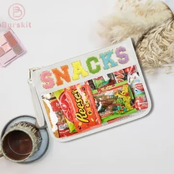 Burskit Clear Chenille Varsity Letter Zipper Pouch