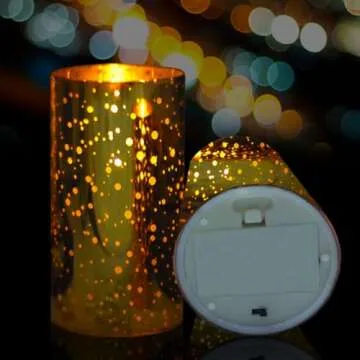 M Mirrowing Gold Glass Flameless LED Candles with Remote and Timer, Battery Operated Candles with Re...