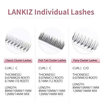 LANKIZ Individual Cluster Lashes for Natural Style DIY