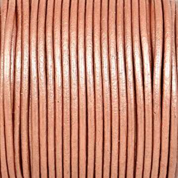 GENIQUE Real/Genuine Round Leather String Cord for Necklace, Bracelets, Jewelry, Kumihimo Braiding, DIY Projects (20 Metres) (1.5mm, Rose Gold Metallic)