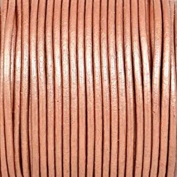 GENIQUE Real/Genuine Round Leather String Cord for Necklace, Bracelets, Jewelry, Kumihimo Braiding, DIY Projects (20 Metres) (1.5mm, Rose Gold Metallic)
