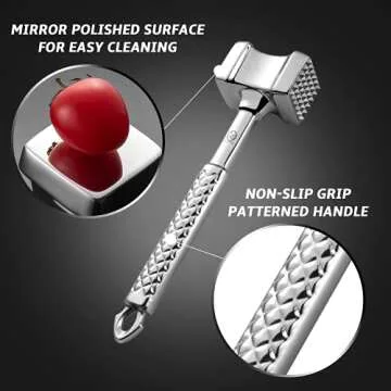 Premium Stainless Steel Meat Tenderizer Mallet for Kitchen