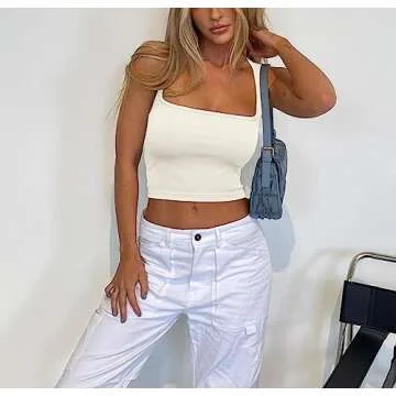 Meyeeka Women's Sleeveless Crop top Seamless Square Neck Trendy Tank top