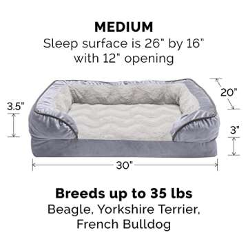 Furhaven Memory Foam Dog Bed for Medium/Small Dogs w/ Removable Bolsters & Washable Cover, For Dogs ...