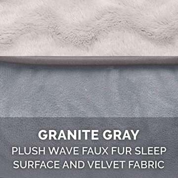 Furhaven Memory Foam Dog Bed for Medium/Small Dogs w/ Removable Bolsters & Washable Cover, For Dogs Up to 35 lbs - Plush & Velvet Waves Perfect Comfort Sofa - Granite Gray, Medium