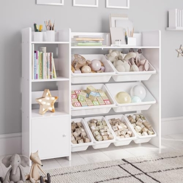 Sturdis 3-in-1 Toy Storage & Bookshelf Organizer with Safety Bracket, White