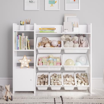 Sturdis Toy Storage Organizer with Bookshelf and Safety Bracket